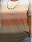 cheap Women&#039;s T-shirts-Women&#039;s T Shirt Casual Ombre Color Block Print Short Sleeve Regular Tops Round Neck Daily Brown Summer