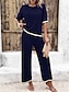 abordables Ropa para estar en casa para mujeres-Conjuntos de mujer, camiseta de manga corta con cuello redondo, camiseta y pantalón, de viscosa, transpirables, informales, cómodos, para uso diario, para verano y primavera, para el hogar
