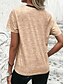 ieftine Tricou cu dungi și geometric-Pentru femei Tricou Bloc Culoare Casual Manșon scurt Rotund Topuri obișnuite Zilnic Imprimeu Albastru celest Kaki Gri Vară