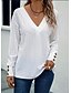 billige Lace Toppe-damebluse elegant stilfuld moderne udhulet langærmet almindelige toppe v-hals arbejde dagligt sort hvid pink brun forår efterår vinter