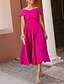 abordables Robes de cocktail-Robe de cocktail en A élégante robe longueur thé sans manches épaules dénudées automne invitée de mariage en tissu extensible avec robes froncées