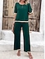 abordables Ropa para estar en casa para mujeres-Conjuntos de mujer, camiseta de manga corta con cuello redondo, camiseta y pantalón, de viscosa, transpirables, informales, cómodos, para uso diario, para verano y primavera, para el hogar