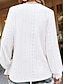 voordelige Kant Tops-Dames Witte Elegante Kanten Tops Oogjes Blouse Stijlvolle Effen Kleur Oogjes Puff Mouw Lange Mouwen Reguliere Tops V-Hals Dagelijks Romantische Petite Tops Zomer Vakantie Kleding Witte Roze Paars