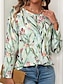 ieftine tricou floral-Tricou pentru femei cu guler rotund mâneci lungi tunică casual imprimată bluze regulare imprimare zilnică verde deschis primăvară toamnă
