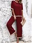 abordables Ropa para estar en casa para mujeres-Conjuntos de mujer, camiseta de manga corta con cuello redondo, camiseta y pantalón, de viscosa, transpirables, informales, cómodos, para uso diario, para verano y primavera, para el hogar