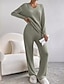 cheap Pajama-setter-Women&#039;s Loungewear Pajama Set Simple Home V Neck Long Sleeve Pullover Pant Spring Fall Black Blue Home Outfits