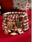baratos Jóias Masculinas-conjunto de pulseiras de contas de charme de natal – pulseiras festivas vermelhas, verdes e brancas empilhadas com papai noel, árvore e pingentes de presente – perfeitas para moda e presentes de Natal