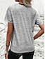 ieftine Tricou cu dungi și geometric-Pentru femei Tricou Bloc Culoare Casual Manșon scurt Rotund Topuri obișnuite Zilnic Imprimeu Albastru celest Kaki Gri Vară