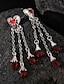 voordelige Halloween Accessoires-Gotische schedelhartketting en oorbellen met rode kristallen druppels - Halloween-statementsieraden voor cosplay en speciale evenementen
