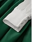 cheap Evening Dresses-Green A-Line Evening Gown High Split Dress Formal Wedding Guest Floor Length Long Sleeve V Neck Belt / Sash Satin with Pleats Slit 2024