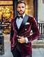 ieftine Blazer și jachetă-Bărbați Jachetă blazer Σμόκιν Șal  Guler Epocă Petrecere Catifea Peteci Mată Blazer Vișiniu Bleumarin Trifoi Fit standard Pat cu patru nasturi