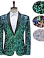 cheap Party Blazer-Men&#039;s Blazer Jacket Tuxedo Party Sparkle Sequin Polka Dot Blazer Black White Green Standard Fit Single Breasted One-button