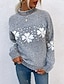 cheap Graphic Patterns &amp; Details-Women&#039;s Sweater Knitted Snowflake Pullover Heathered Blue Winter Warm Long Sleeve Oversized Cozy Round Neck Casual Holiday Ski Loungewear Multi-size Clothing Apparel
