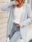 voordelige Open Voor Cardigan-Dames Trui Vest Dagelijks Casual Effen Kleur Open voorzijde Gebreid Lange mouw Lange tops breien Huis Werk Khaki Lichtgrijs Herfst Winter