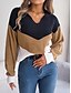 voordelige Grafische patronen en details-Dames Trui Dagelijks Casual Gestreept Polo kraag Gebreid Lange mouw Normale tops breien Werk blauw Khaki Herfst Winter
