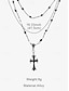 cheap Halloween Accessories-Gothic Layered Cross Choker Necklace for Women – Halloween Costume Jewelry, Black Leather and Chain Design