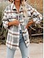 preiswerte Wintermäntel-Damen Hemdjacke Shacket warm halten Atmungsaktiv Knopf Tasche Bedruckt Brautkleider schlicht Plaid Urlaub Strasse Freizeitskleidung Ausgehen Einreihiger Verschluss Standard Umlegekragen Regular Fit