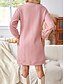 abordables robes unies-Robe Droite Robe unie Femme Mini robe avec manche Plein Air Rendez-vous Décontractées Col Ras du Cou manche longue Ample Rose Claire S M L XL 2XL