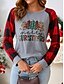 preiswerte T-Shirts für Damen-Damen T-Shirt Weihnachten Alltag Casual Langarm Grau Herbst Winter