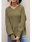 preiswerte Einfarbige Farben-Damen Pullover Täglich Brautkleider schlicht Einfarbig Rundhalsausschnitt Strick Textur Laternenärmel Langarm Lange Oberteile Stricken Formal Heim Arbeit Grün Khaki Herbst Winter
