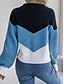 voordelige Grafische patronen en details-Dames Trui Dagelijks Casual Gestreept Polo kraag Gebreid Lange mouw Normale tops breien Werk blauw Khaki Herfst Winter
