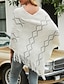 abordables Boleros y capas-Mujer Capa Moda Diario Geométrico Escote en Pico Con Cuentas Borlas Sin Mangas Tops regulares Tejer Formal Exterior Fiesta Blanco Rojo Otoño Invierno