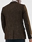 cheap Tweed Blazer-Men's Tweed Blazer Notch Collar Vintage Herringbone Blazer Burgundy Brown Green Standard Fit Single Breasted Two-buttons