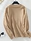 billige Solide farver-Dame Bluse Elegant Årgang Mode Helfarve Kabel Rund hals Strikket Langærmet Lange toppe Strikke Arbejde Brun Kakifarvet Efterår Vinter