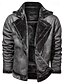 billiga Faux mockaskinnjackor-Herr Imitationsläderjacka Fleece-jacka Bikerjacka Vintage skinnjacka Semester Dagligen Vindtät Håller värmen Ficka Höst vinter Slät Mode Klassisk Kavajslag Normal Imitationsläder Svart Brun Grå Jacka