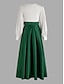 cheap Evening Dresses-Green A-Line Evening Gown High Split Dress Formal Wedding Guest Floor Length Long Sleeve V Neck Belt / Sash Satin with Pleats Slit 2024