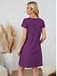 preiswerte Damen Nachthemden und Sleepshirts-Damen-Schlafanzug mit Katze, schlichter Rundhalsausschnitt, kurze Ärmel, Sommer-/Frühlings-Home-Outfits