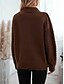 billige Solide farver-Dame Bluse Elegant Årgang Mode Helfarve Kabel Rund hals Strikket Langærmet Lange toppe Strikke Arbejde Brun Kakifarvet Efterår Vinter