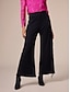 cheap Women&#039;s Pants-Cotton Black Tassel Wide Leg Maxi Pants