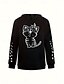 abordables Sudadera-Sudadera con capucha para mujer, sudadera con capucha con estampado de gato para uso diario, informal, de manga larga, microelástica, cómoda, transpirable, de tejido suave para otoño e invierno