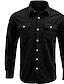 cheap Men&#039;s Casual Shirts-Men&#039;s Shirt Summer Shirt Button Up Shirt Corduroy Shirt Black White Navy Blue Long Sleeve Plain Turndown Casual Daily Button-Down Clothing Apparel Fashion Streetwear Classic