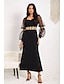 cheap Vintage Plain Dresses-Gold Dress Women&#039;s Lace Black Dress Long Dress Maxi Dress Plain V Neck Long Sleeve Black