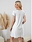 preiswerte Damen Nachthemden und Sleepshirts-Damen-Schlafanzug mit Katze, schlichter Rundhalsausschnitt, kurze Ärmel, Sommer-/Frühlings-Home-Outfits