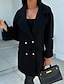 abordables Vestes-Manteau Trench Femme Plein Air Usage quotidien Vacances mode Décontractées Avec poches Longue Manteau Noir Blanche Vert Véronèse Automne Hiver Gilet Revers Ample S M L XL 2XL