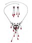 voordelige Halloween Accessoires-Gotische schedelhartketting en oorbellen met rode kristallen druppels - Halloween-statementsieraden voor cosplay en speciale evenementen