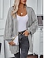 baratos Cardigãs e agasalhos-Mulheres Carregam Diário Casual Côr Sólida Abertura Frontal Tricotado Textura Manga Longa Tops longos Tricotar Casa Trabalho Diário Castanho avermelhado Cáqui Outono Inverno