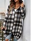 preiswerte 3D Mäntel-Damen Hoodie Jacke Outdoor Strasse Freizeitskleidung Herbst Winter Lang Mantel Regular Fit warm Atmungsaktiv Stilvoll Brautkleider schlicht Jacken Langarm Streifen und Plaid Mit Taschen Full Zip Rote