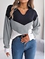 voordelige Grafische patronen en details-Dames Trui Dagelijks Casual Gestreept Polo kraag Gebreid Lange mouw Normale tops breien Werk blauw Khaki Herfst Winter