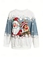 abordables Sweatshirt &amp; Sweats à capuche Femme-Femme Sweat shirt Polyester père Noël Renne Noël Imprimer Décontractées Col Ras du Cou manche longue Micro-élastique Automne Hiver