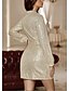 abordables mini robe noire-robe de soirée femme paillettes décolleté plongeant col en V manches longues cache-cœur paillettes noires cocktail fête élégante hiver tenue de soirée