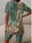 preiswerte grafische Nachtwäsche-Damen-Tunika-Oberteil mit V-Ausschnitt, floralem Paisley-Print, asymmetrischem Saum, lässig, böhmisch, kurze Ärmel, Frühling, Sommer, vielseitige Kleidung