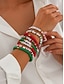 baratos Jóias Masculinas-conjunto de pulseiras de contas de charme de natal – pulseiras festivas vermelhas, verdes e brancas empilhadas com papai noel, árvore e pingentes de presente – perfeitas para moda e presentes de Natal