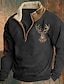 cheap Basic Hoodie Sweatshirts-Men&#039;s Sweatshirt Quarter Zip Sweatshirt Black Navy Blue Brown Gray Half Zip Reindeer Print Christmas Daily Holiday Streetwear Casual Thin fleece Fall &amp; Winter Clothing Apparel Hoodies Sweatshirts