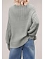preiswerte Einfarbige Farben-Damen Pullover Täglich Brautkleider schlicht Einfarbig Rundhalsausschnitt Strick Textur Laternenärmel Langarm Lange Oberteile Stricken Formal Heim Arbeit Grün Khaki Herbst Winter