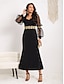 cheap Vintage Plain Dresses-Gold Dress Women&#039;s Lace Black Dress Long Dress Maxi Dress Plain V Neck Long Sleeve Black