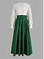 cheap Evening Dresses-Green A-Line Evening Gown High Split Dress Formal Wedding Guest Floor Length Long Sleeve V Neck Belt / Sash Satin with Pleats Slit 2024